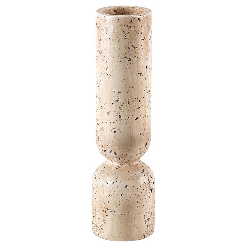 Wabi-Sabi Imitation Travertine Marble Candlestick for Tea Room & Desktop Decor