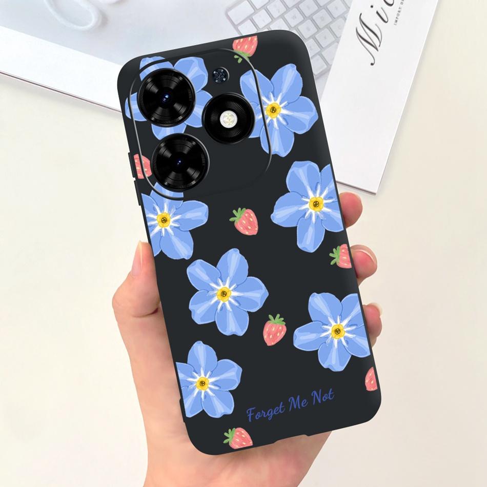 Чехол для Tecno Spark Go 2024 Милый Цветочный Узор Сердечки Конфетный Цвет Мягкий Силикон Тонкая Задняя Крышка Телефона Для Spark Go (2024) BG6