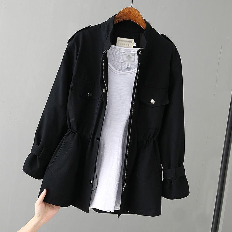 Danmo Trench Coat Women Single Autumn Korean Streetwear Long-Sleeved Short Stand Collar Wild Windbreaker Female Outwear Coats