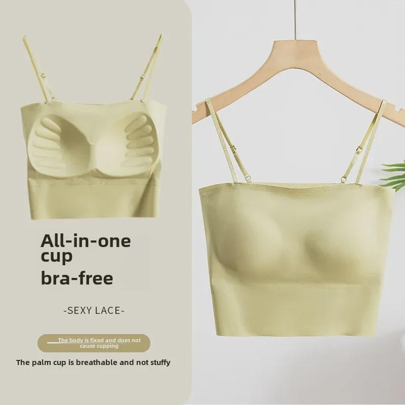 Seamless One-Shoulder Ice Silk Tube Top Camisole - Light Sports Style for Summer