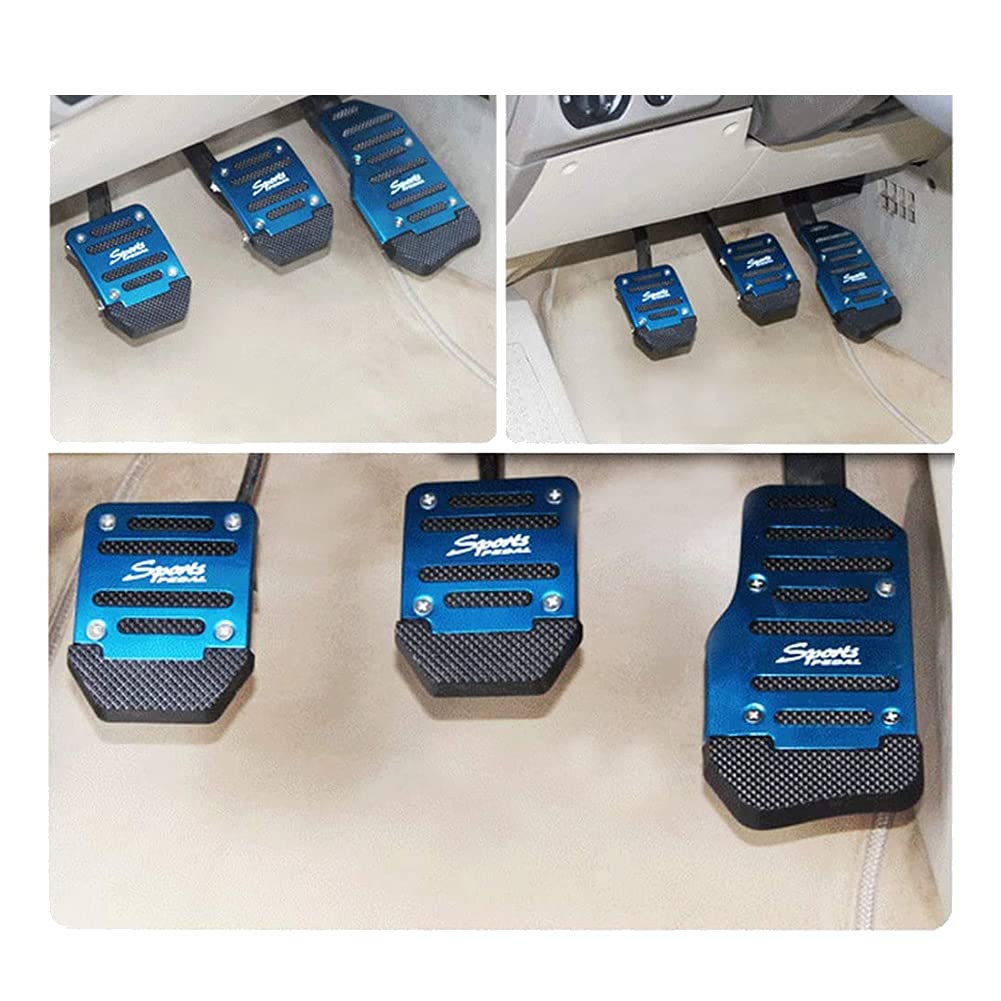 Josenidny 3pcs Fuel Gas Accelerator Pedal Brake Pedal Clutch Pad Cover Foot Pedal Anti-slip for MT Manual Transmission Car Blue