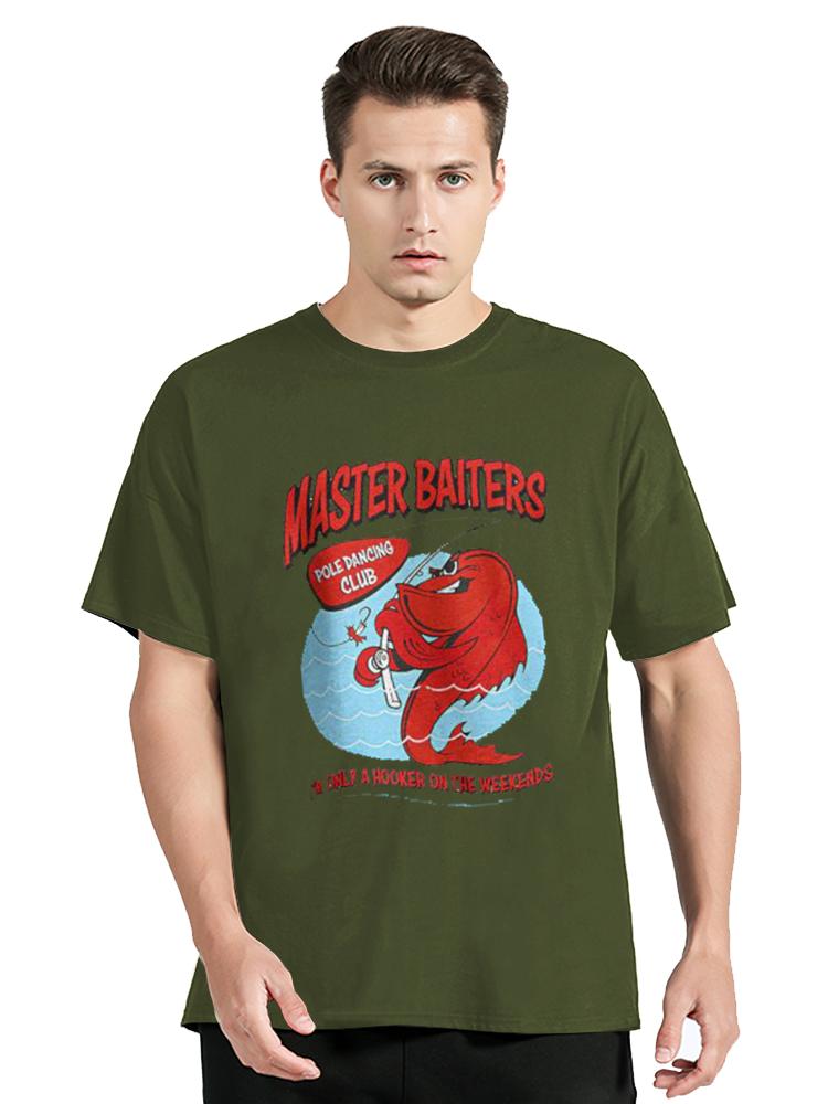 Unisex Master Baiter T Shirt Unisex Cotton Tops Funny Fishing Skills Tees Printed Humor Fisherunisex Jokes Rod Pole Grandpa Tshirt