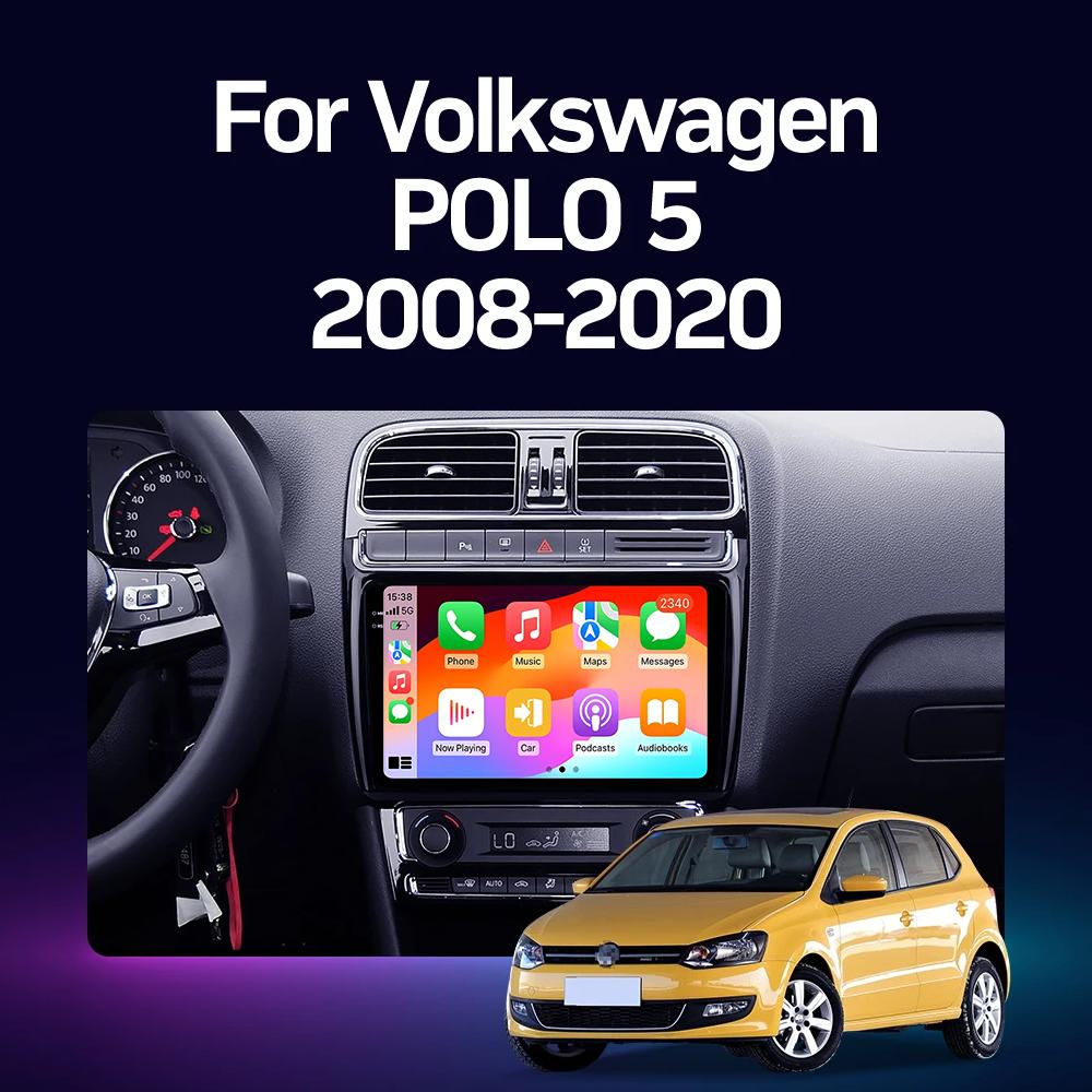 Автомагнитола для VW Volkswagen POLO 5 2008-2017 Vento Беспроводной Carplay Android 14 Авто Автомагнитола стерео DSP 2 Din 4G WIFI QLED