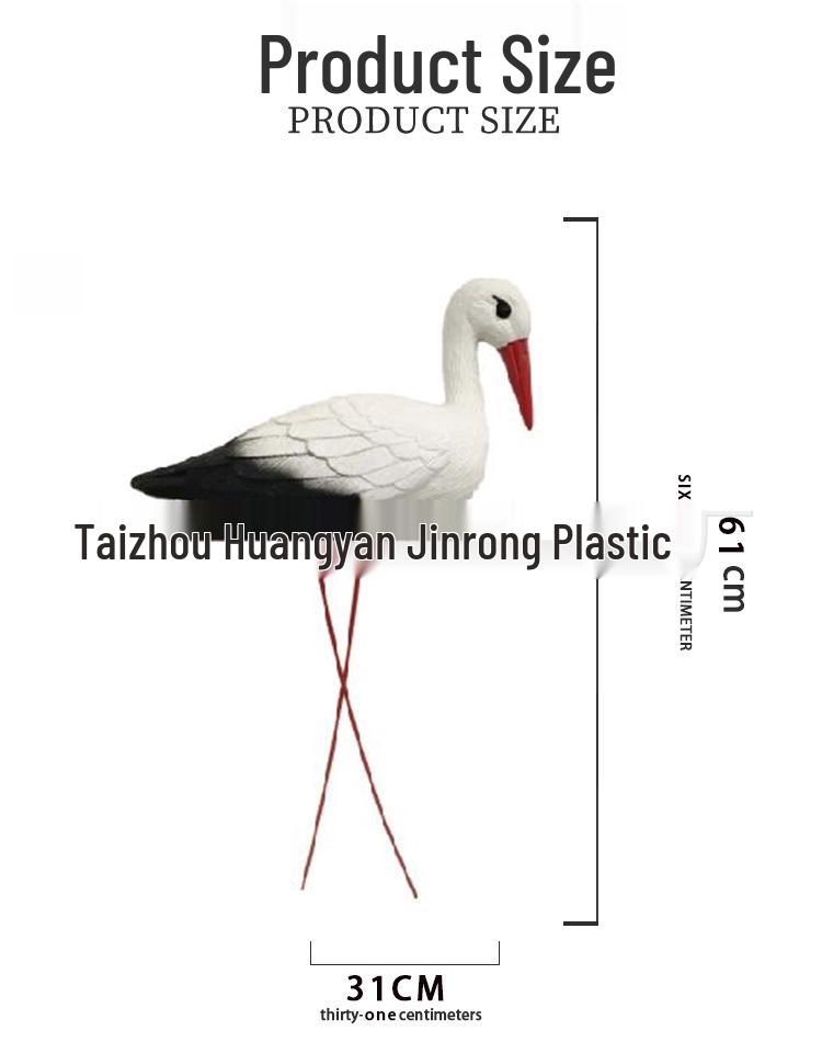 Съемная модель маленького белого журавля с ножками из железной проволоки для украшения двора