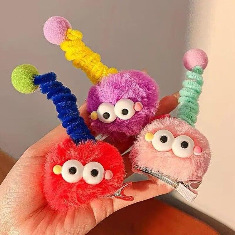 Новая милая плюшевая заколка для волос, модная заколка для волос с мультяшным глазом, заколка для волос, боковой зажим, корейские аксессуары для волос для женщин, головные уборы в подарок