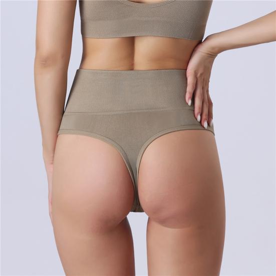 Women Underpants High Waist Solid Color Slimming Thread Butt-lifted Good Breathability Elastic Quick-drying Sport Casual Briefs Female Panties
