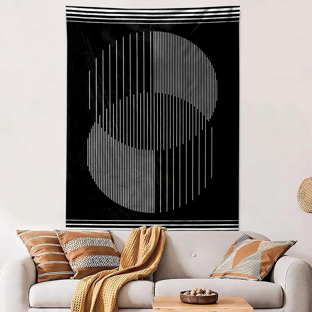 Abstract Black and White Striped Design Patterned tapestry home decor, suitable for bedroom and living room, gift