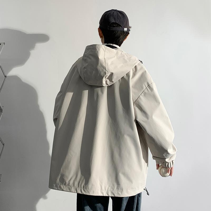 Осенняя куртка с капюшоном для подростка, студента, свободная, на молнии, рабочая куртка, простая повседневная куртка для улицы