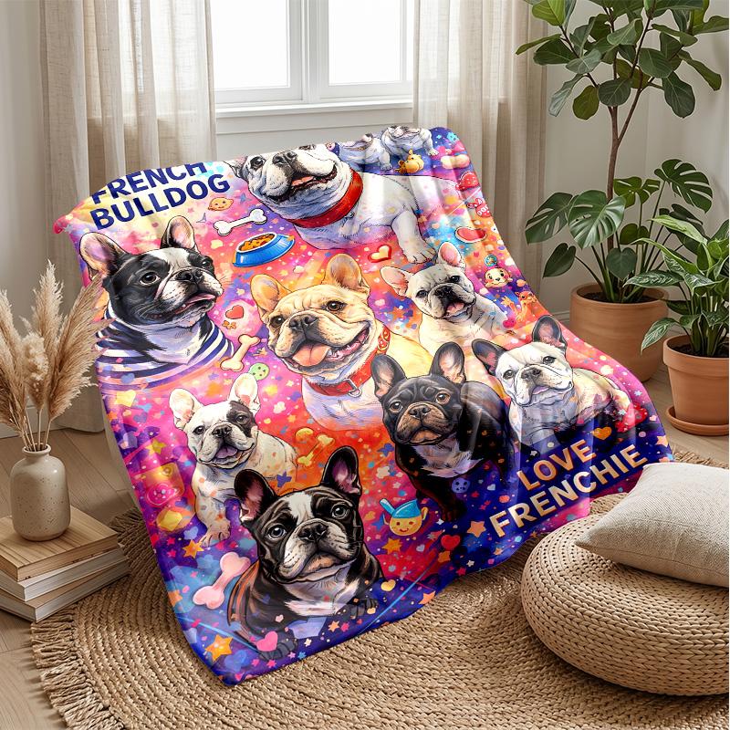 I Love French Bulldogs Theme blanket Lightweight Warm Flannel Blanket Decorative Throw Blanket for Home Decoration