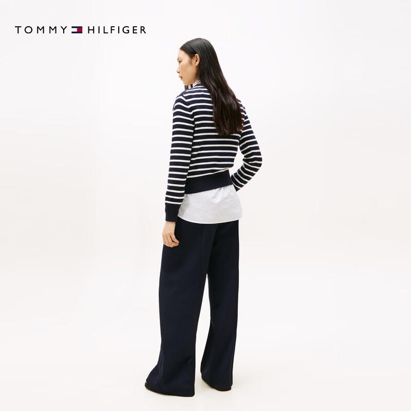 Tommy Hilfiger Женский полосатый вязаный топ с круглым вырезом из чистого хлопка