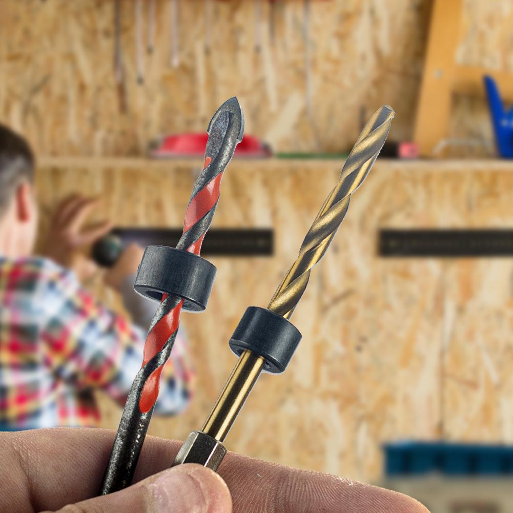 Drill Depth Stop Bit Collar Set Adjustable Positioner W/ Allen Wrench Drill Stop Bit Collar Set To Tighten The Stops Set-Screws