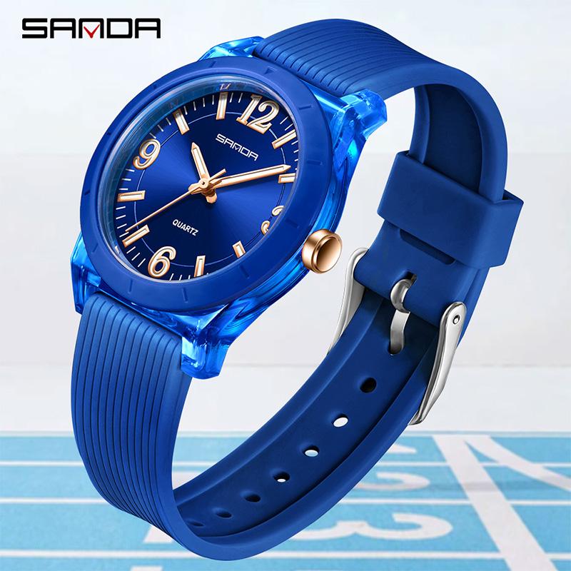 SANDA 6277 Case Children's Quartz Watch Waterproof Night Light Leisure Student Quartz Watch Top Brand Transparent