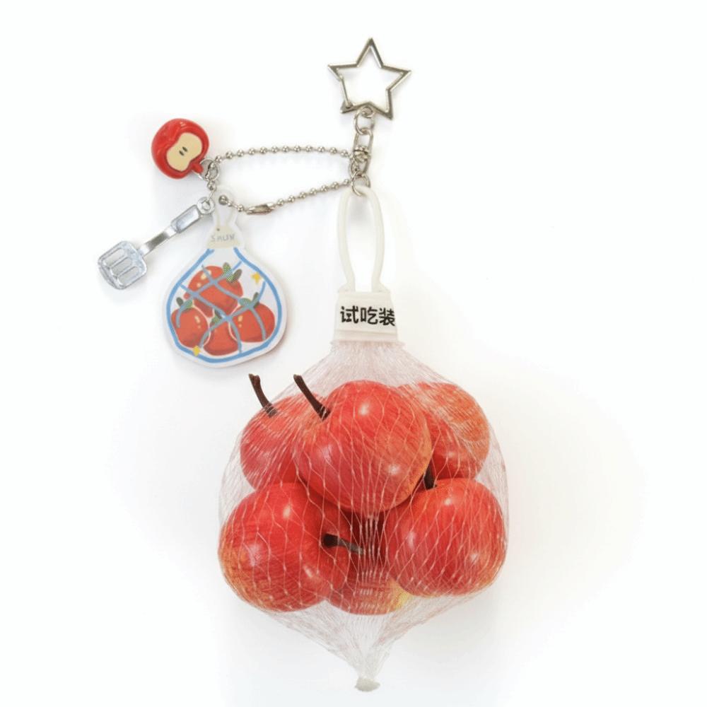 Realistic 3D Red Fruit Key Chain Handmade Style Mini Cluster Fruit Charm Aesthetic Styling