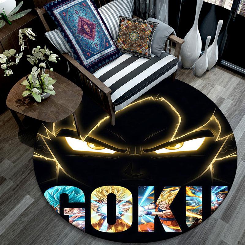 Son Goku pattern round rug,Carpet Rug for Living Room Bedroom Playroom ,Non-slip Floor Mat,Holiday Gifts and Birthday Gifts.