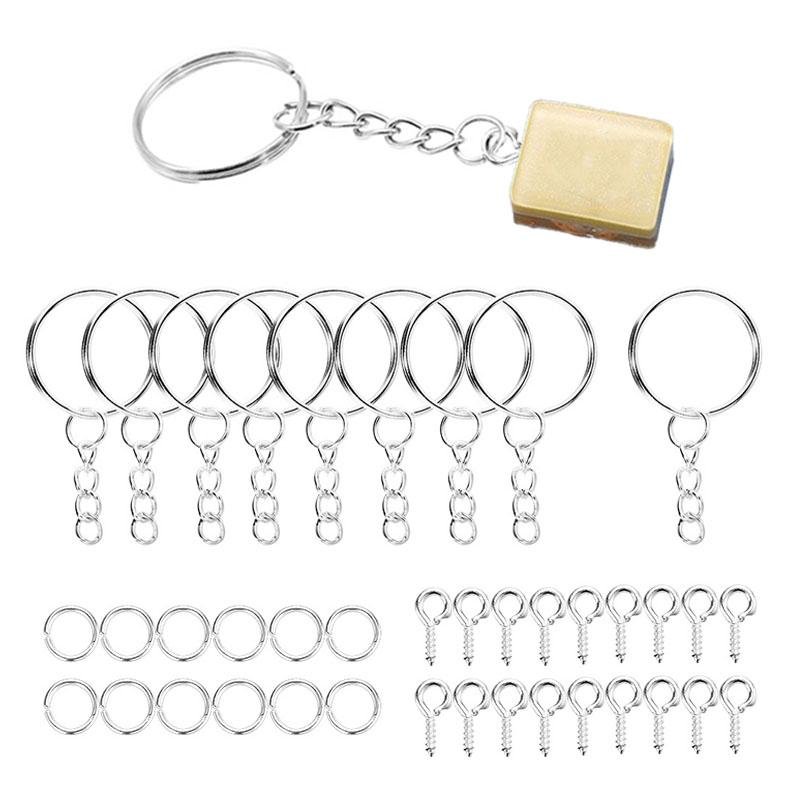110/220Pcs Keychain Kits Key Chain Jump Rings DIY Accessories Eye Pins Epoxy Resin Key Ring Jewelry Making