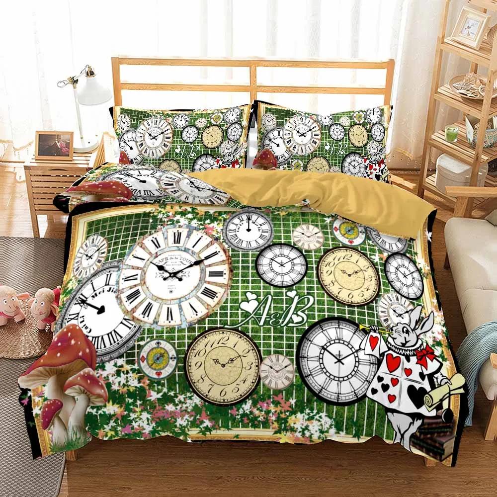 Printed Clock Time Duvet Cover Pillowcases Beddengoed Set Dropship Bed Linen Quilt Sets Housse De Couette 200 X 200 Ropa Cama