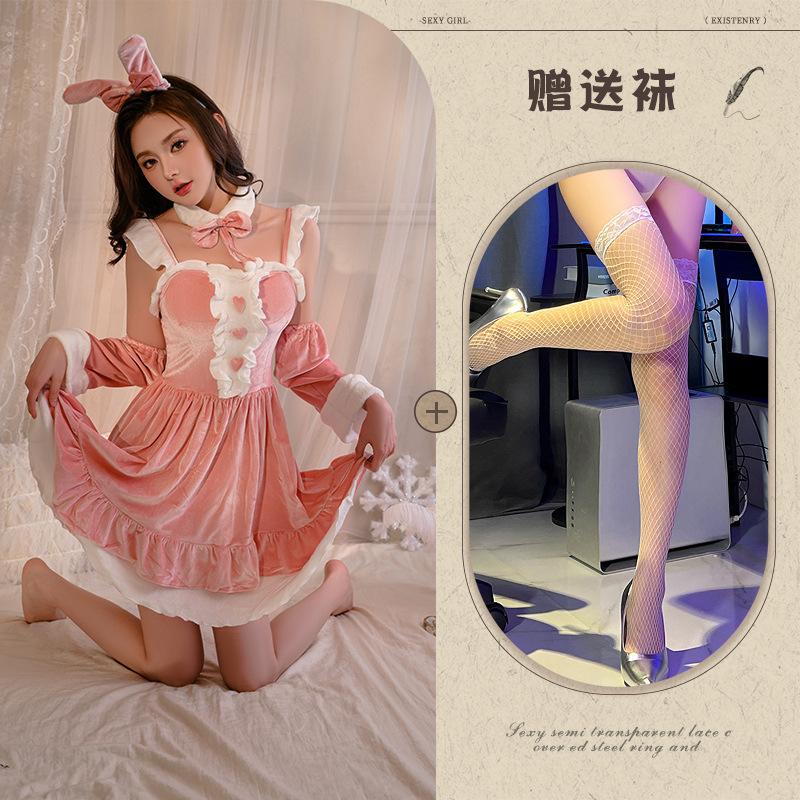 Velvet Christmas Clothing Women's Wear Uniform Suspender Dress Lolita Gown Set