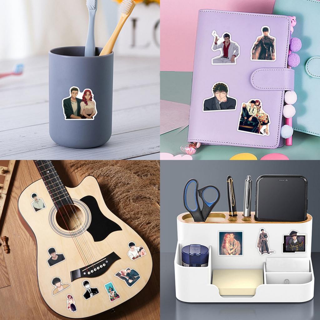 54pcs Suitcase Stickers Waterproof Stickers Scooter Computer Tablet Cartoon Decoration