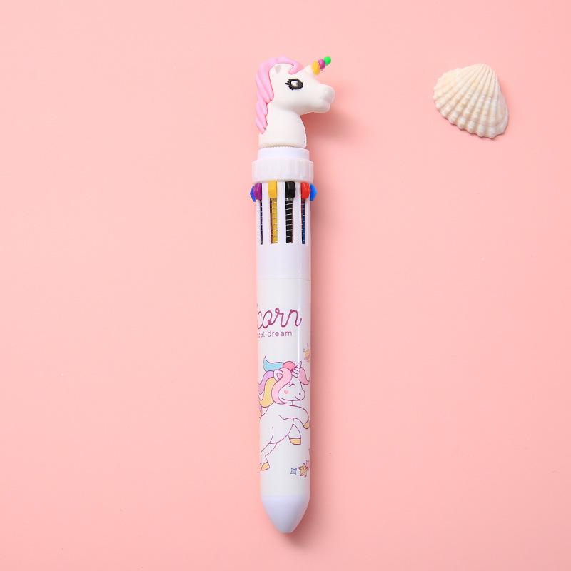 10 цветов шариковая ручка милый единорог мультфильм динозавр цвет выдвижная ручка многоцветная в 1