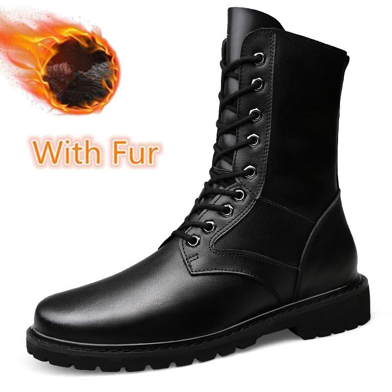 Модные классические мотоциклетные ботинки мужские из натуральной кожи высокого качества, высокие теплые плюшевые меховые зимние ботинки для отдыха и прогулок