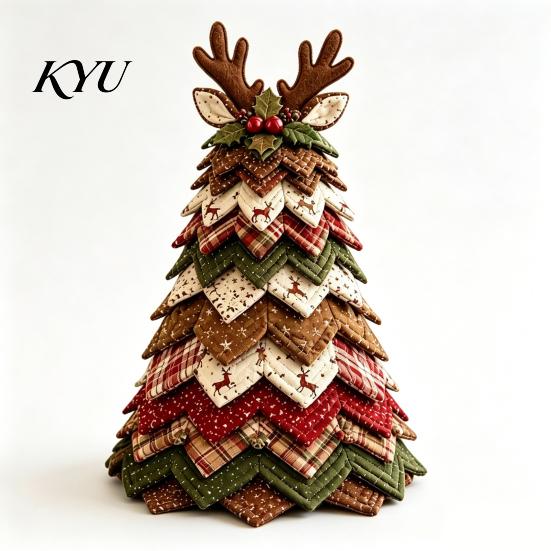 Winter Party Decorations DIY Quilted Christmas Tree Kit, Handmade Fabric Tabletop Decoration, Front Porch Holiday Decor Festive Craft Project for Home