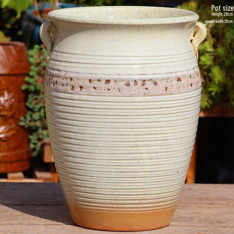 Yixing Handmade Retro Purple Clay Succulent Pot - Breathable Large Ceramic Jar for Green Plants