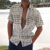 Men's Summer New Loose Print Short Sleeve Shirt Cardigan Beach Shirt
