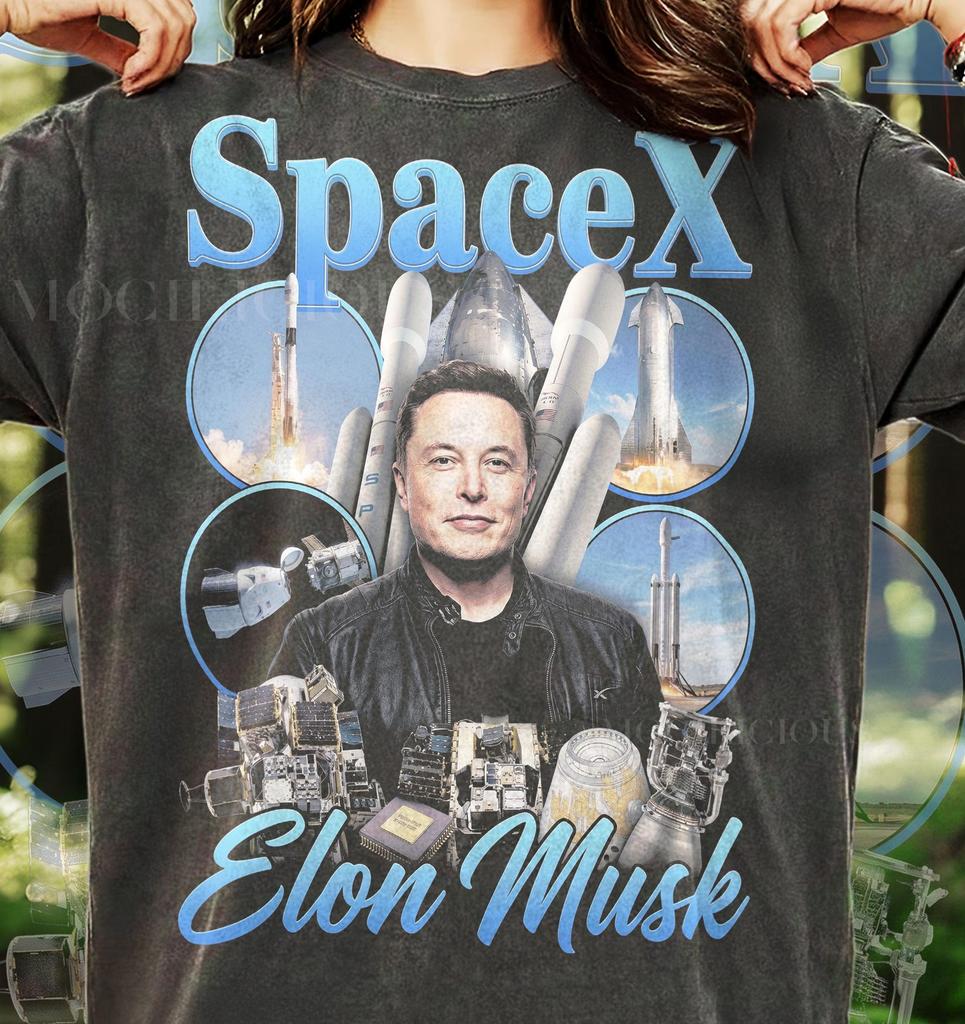 Илон Маск SpaceX Винтажная Ракета Космические Технологии Коллаж Comfort Colors® Футболка, Подарок для Фаната Аэрокосмической Отрасли