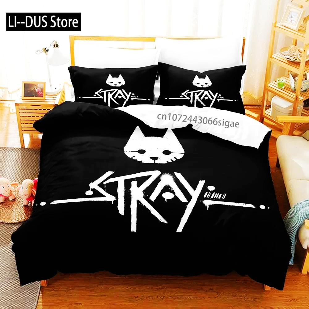 Комплект постельного белья Stray Game Cat And Momo Односпальный Полуторный Двуспальный Квинсайз Кингсайз Взрослый Мальчики Спальня Комплекты пододеяльников Каваи Аниме Кровать