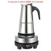 New Portable Espresso Coffee Maker Moka Pot Silver Stainless Steel Electric Stove Filter Coffee Brewer Kettle Pot