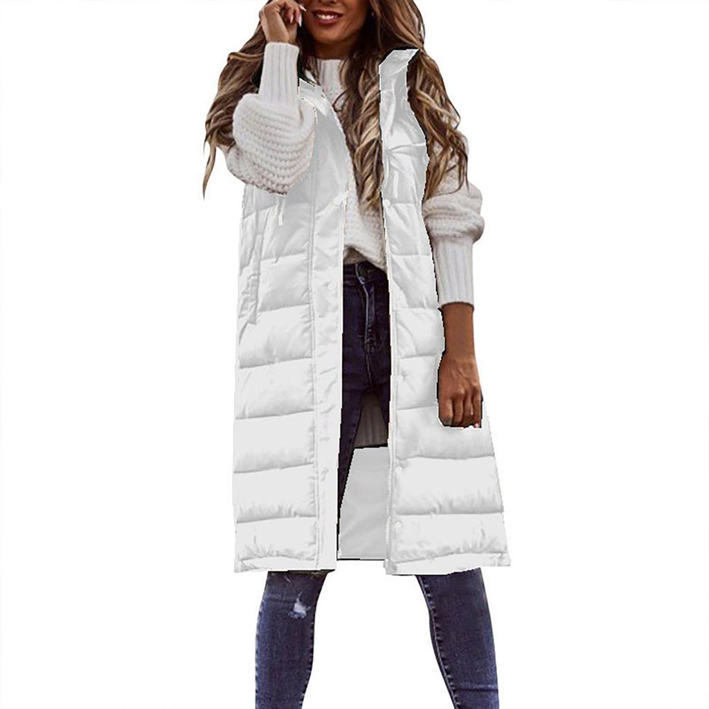 Women's Autumn And Winter Temperament Sleeveless Cardigan Mid-length Cotton Vest Vest Coat