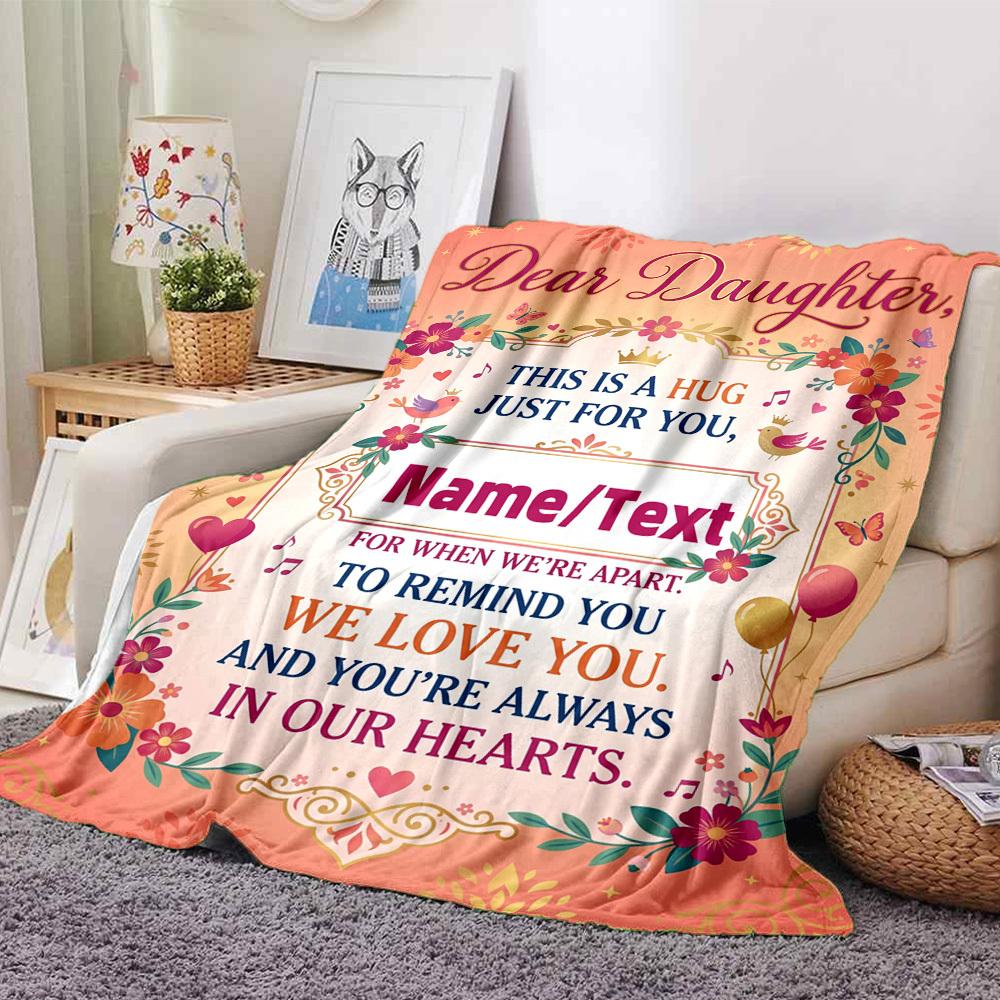 Hug From Afar Love Always Customize Your Name Blanket Soft Warm Cozy Versatile For Sofa Couch Office Bed Picnics Ideal For All Seasons Warmthful Decor