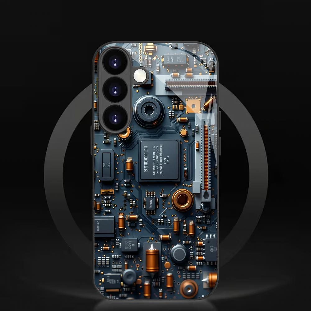 Стеклянный чехол для телефона с механическим рисунком, подходит для Samsung GalaxyS26 S25 S24 S23 S22 S20FE Ultra Plus5G, сменный задний чехол