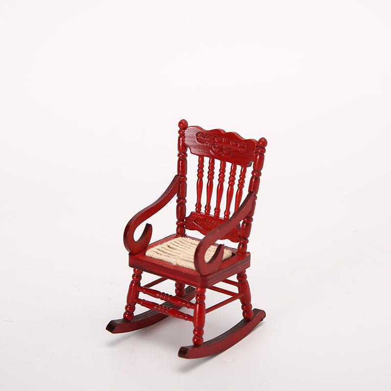 Маленькое кресло-качалка для кукольного домика, 1:12 миниатюрных кукольных домиков, винтажная деревянная модель, плетение кресла-качалки для кукольного домика, аксессуары, декор, игрушки