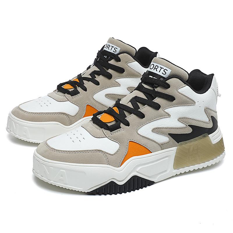 Spring new color matching mesh casual fashion round head high-top retro young men's shoes breathable