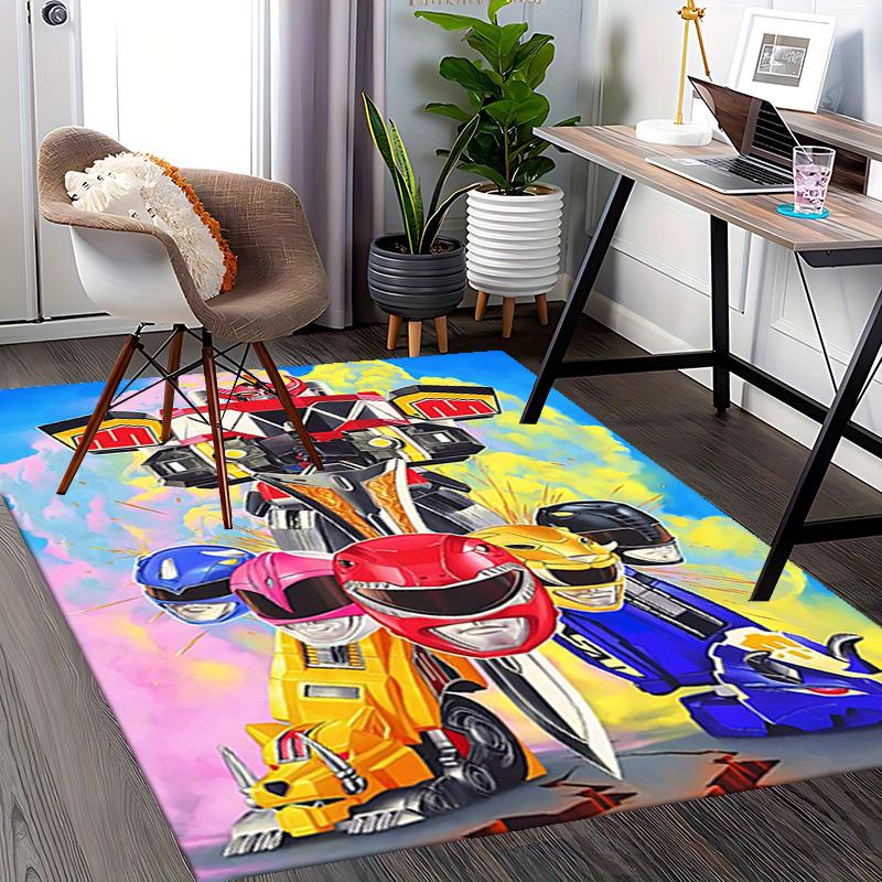 1 шт. Коврик для офисного кресла Power Rangers Megazord - Дизайн в стиле аниме и мультфильмов, Нескользящий ковер для домашнего декора, Подходит для всех сезонов, Идеальный подарок для фанатов. T059