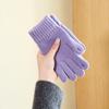 Winter Women's Solid Color Knitted Gloves Cold Resistant Warm Gloves Finger Divided Touchscreen Riding Bare Finger Gloves with Velvet Gloves