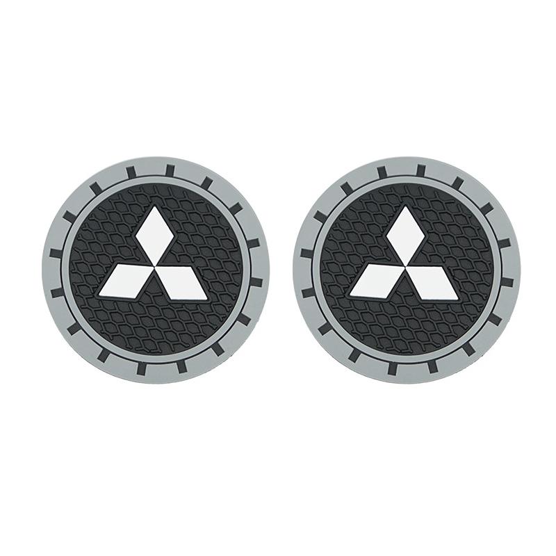 2 шт. Нескользящая подставка под стакан с логотипом автомобиля из ПВХ для Mitsubishi Lancer EX Galant ASX Outlander Pajero Eclipse Ralliart Colt