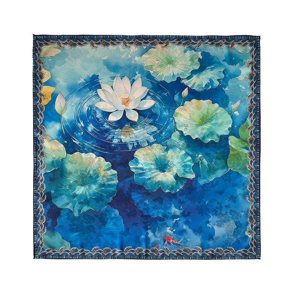 Garnish Hollow Printing Silk Scarf Mulberry Silk Scarf Double-sided Printing Square Scarf High-end Shawl for Women