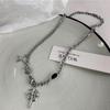 Y2K Cuban Figaro Chain Star Moon Pendant Necklace Punk Black Zircon Chain Choker Necklace