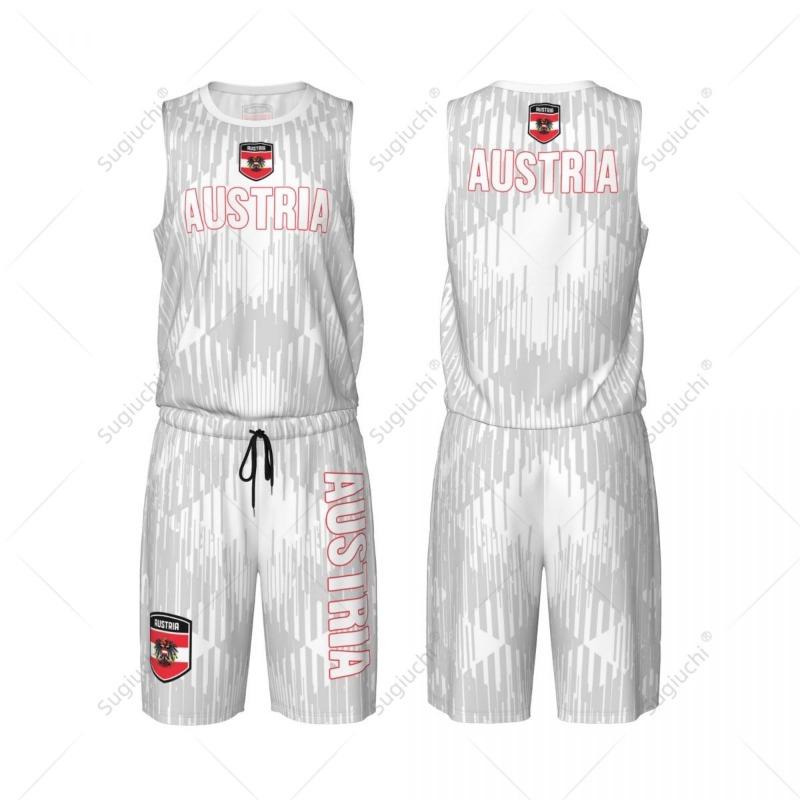Men Austria Flag Basketball Jersey Set Mesh Shirt & Pants Sleeveless