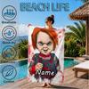 Custom Name Chucky's Bloody Invitation Beach Towel Microfiber Beach Towel, Lightweight and Quick-Dry, for Summer Travel, Swimming Pool Gift