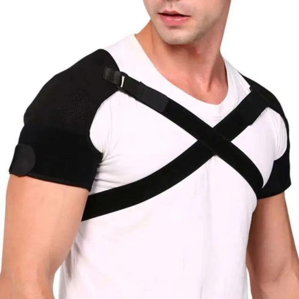 Double Shoulder Brace Sports Shoulder Support Belt Adjustable Shoulder Strap Cross Compression Bandage for Back Pain Relief