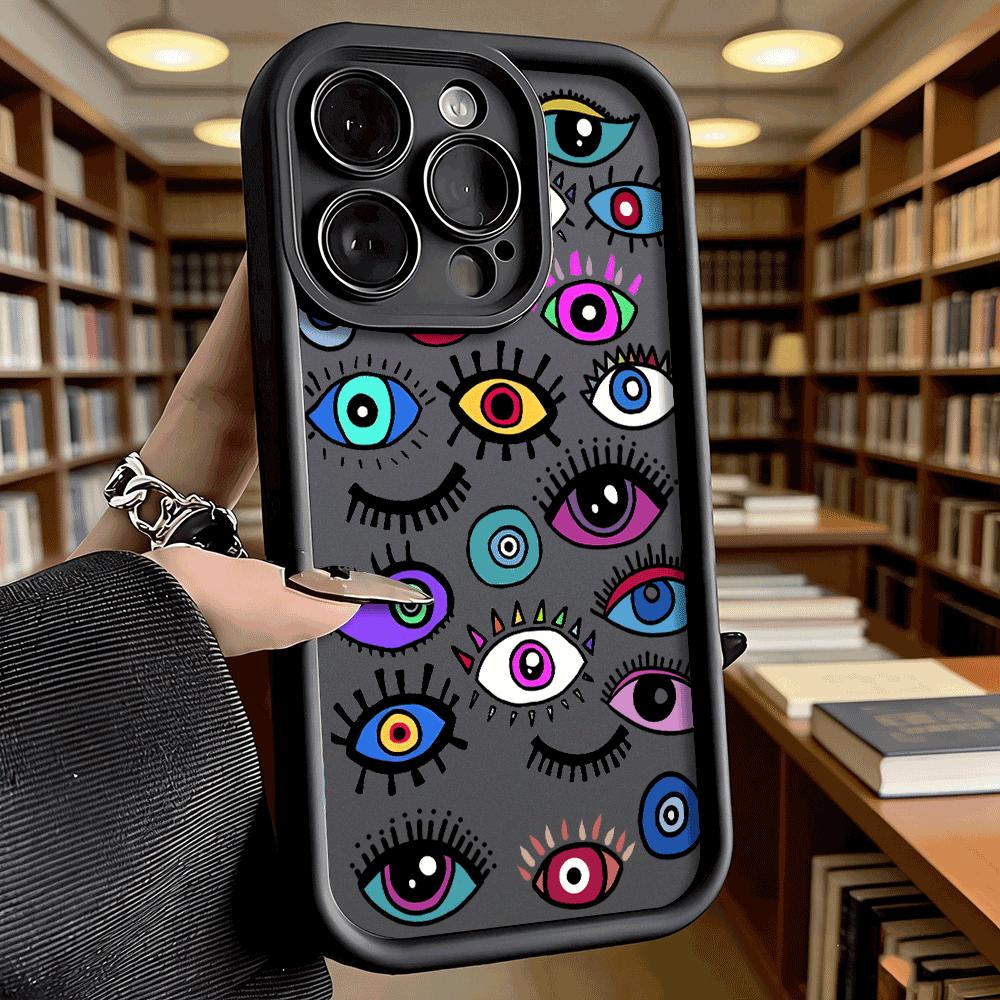 Коллекция цветных глаз-каракулей Мягкий чехол из ТПУ для iPhone 17 16 15 14 13 12 11 Pro Max Plus Ударопрочный противоскользящий чехол