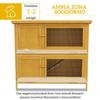 2-Tier Rabbit Hutch Made of Fir Wood and Bitumen with Ramp, 2 Removable Trays, 4 Doors, 97x44x91 cm, Yellow