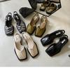 Back Empty Bag Head Sandals Female Spring and Summer New Flat Bottom Fairy Style Square Head Single Shoes French Retro Sandals Outside