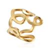 Элегантное золотое ажурное регулируемое модное кольцо из нержавеющей стали