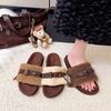 Niche Design Thick-bottomed Cotton Slippers Women's Outer Wear 2025 Autumn and Winter New Retro French Woven Plush Mop