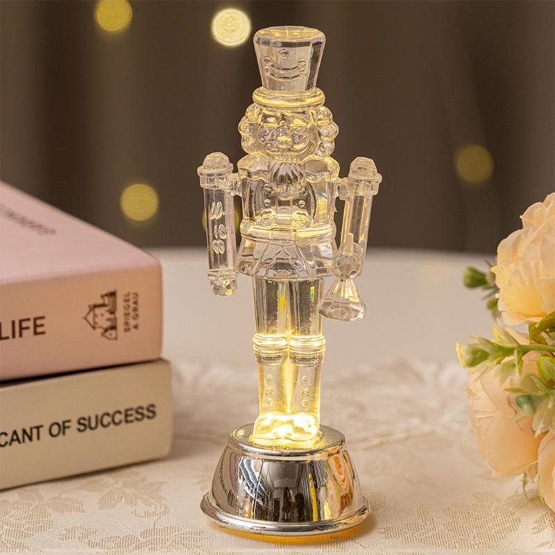 Clear Modern Nutcrackers Soldier Figurine with LED Desk Decors For Christmas Holiday Homes Party Decoration Gifting