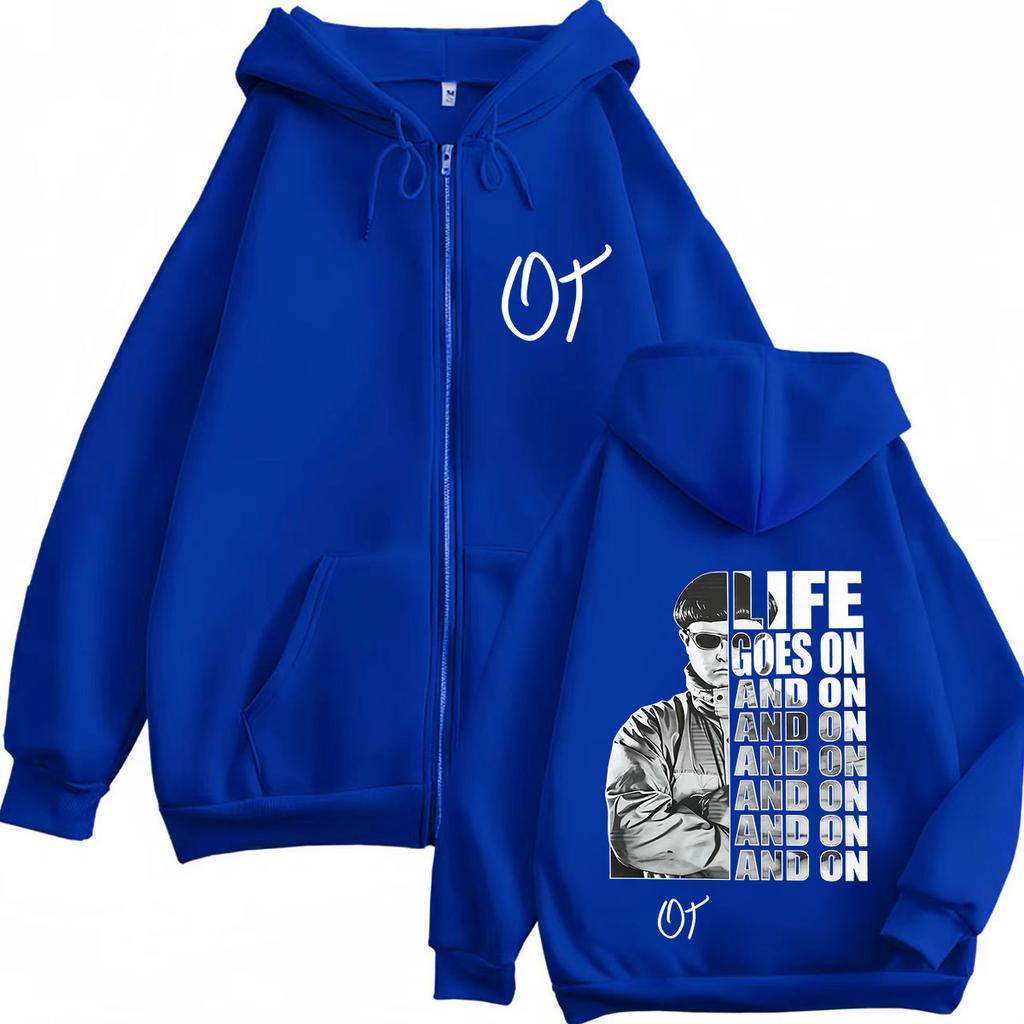 Singer Oliver Tree Life Goes on Print Zipper Hoodie Men Women Fashion Sweatshirt Long Sleeves Loose Casual Hip-hop Zip Up Jacket